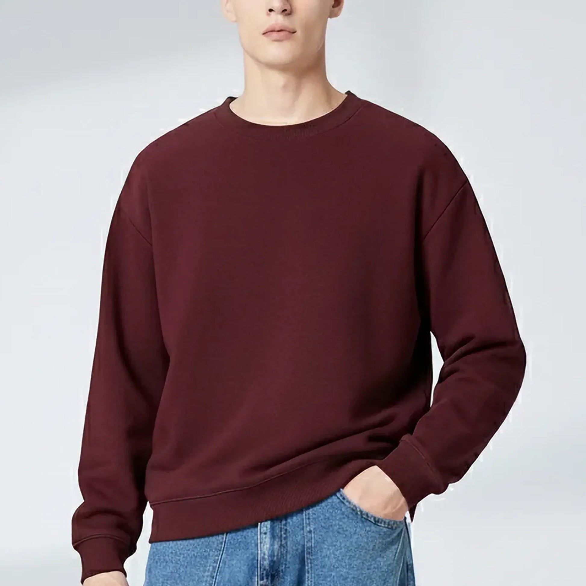 Oversized Core Sweatshirt - Maroon-Mens Oversized Sweatshirt