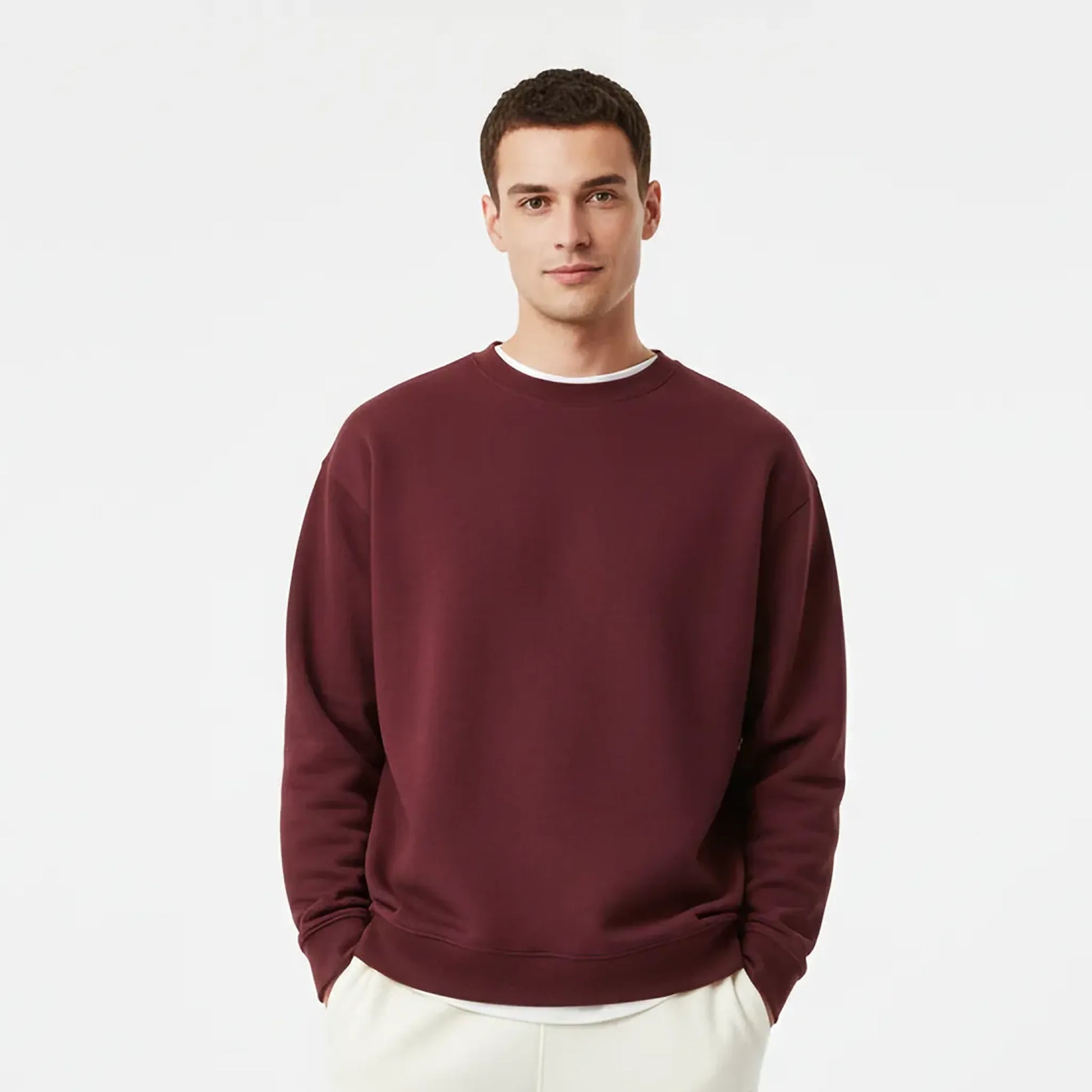 Oversized Core Sweatshirt - Maroon-Mens Oversized Sweatshirt