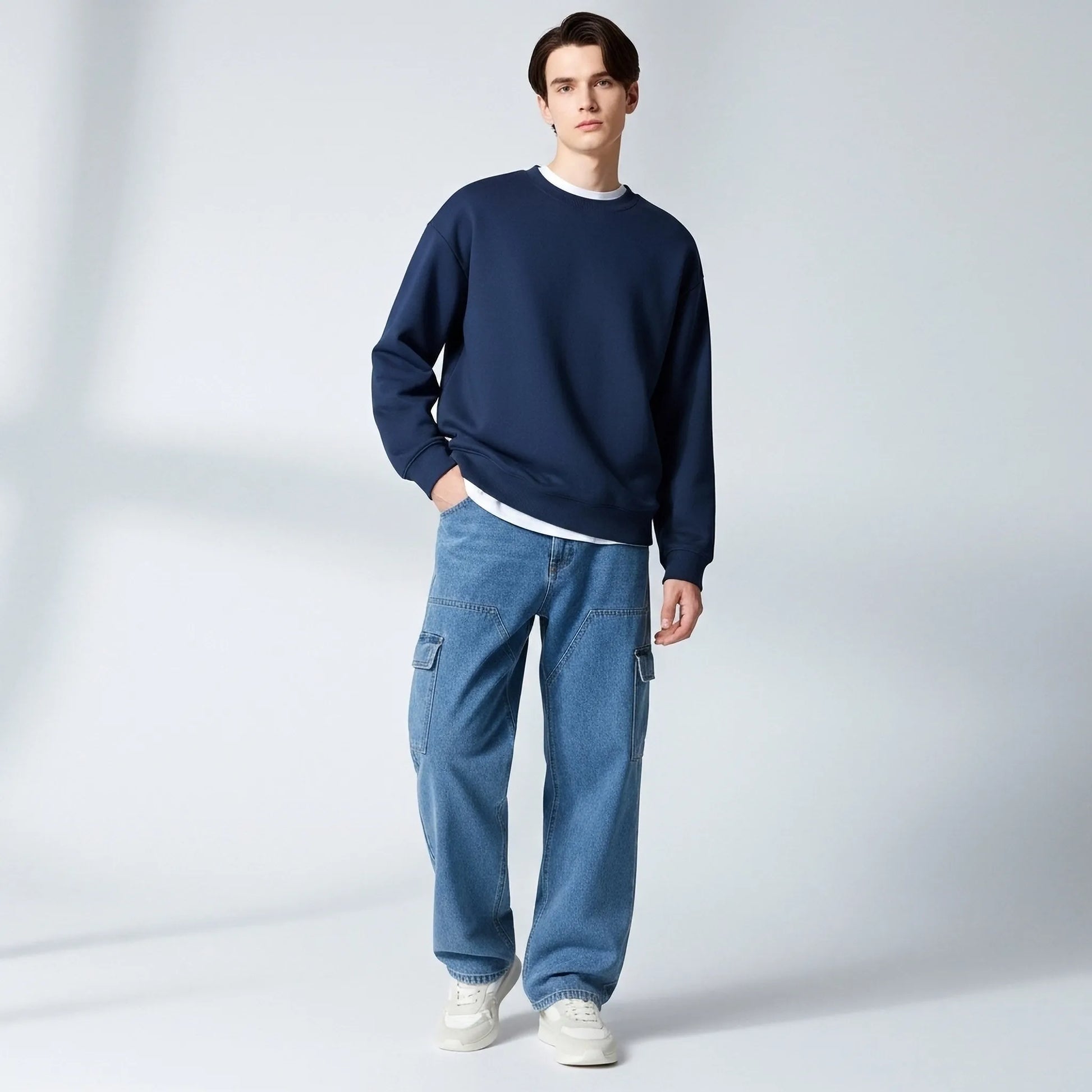 Oversized Core Sweatshirt - Navy-Mens Oversized Sweatshirt