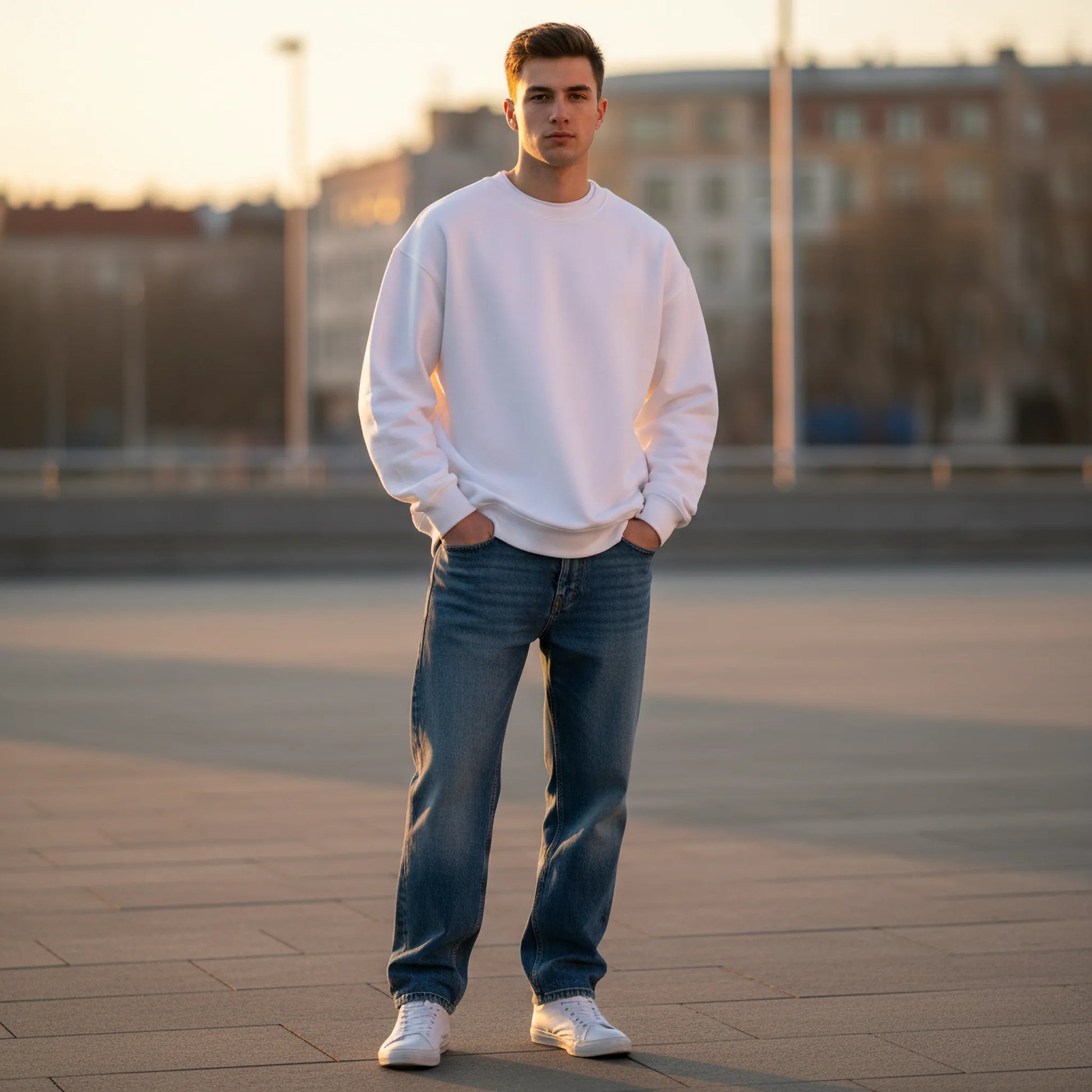 Oversized Core Sweatshirt - White-Mens Oversized Sweatshirt