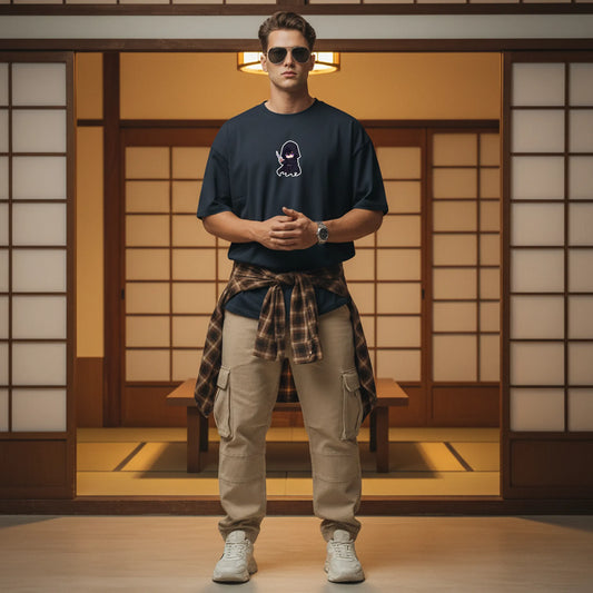 Chibi Shadow – Cute Anime Villain Oversized Graphic T-Shirt Mens Wear