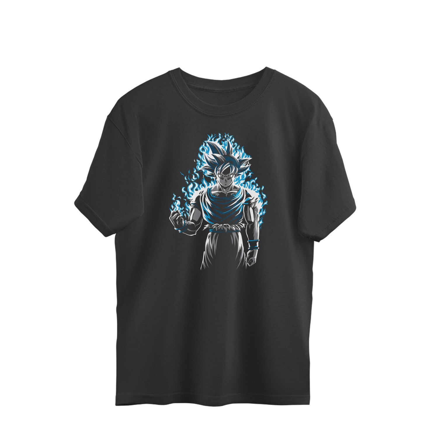anime warrior ultra instinct flames oversized graphic tee