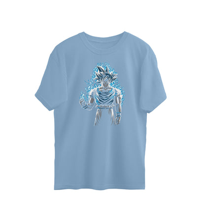 anime warrior ultra instinct flames oversized graphic tee