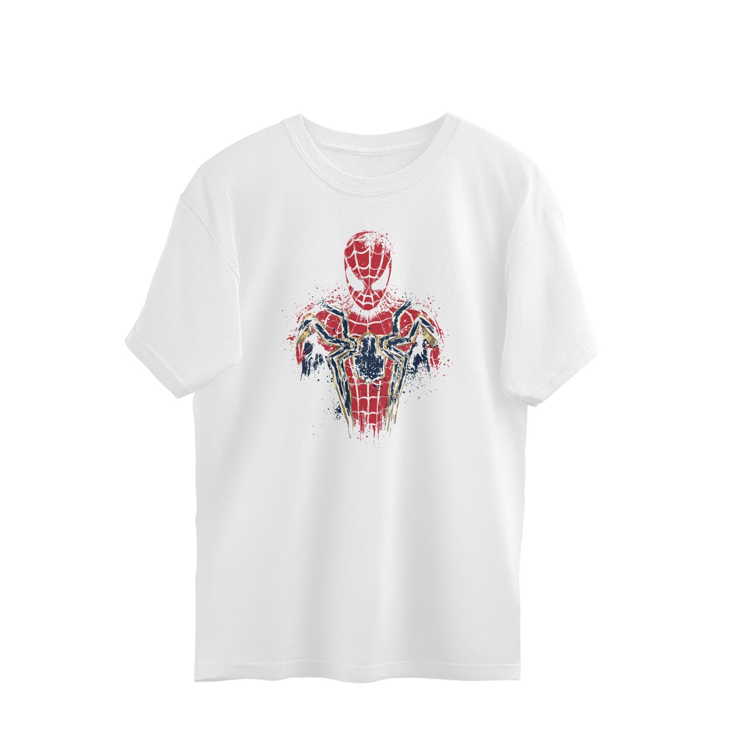 spider man splatter art oversized t shirt red gold