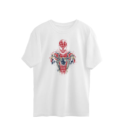 spider man splatter art oversized t shirt red gold