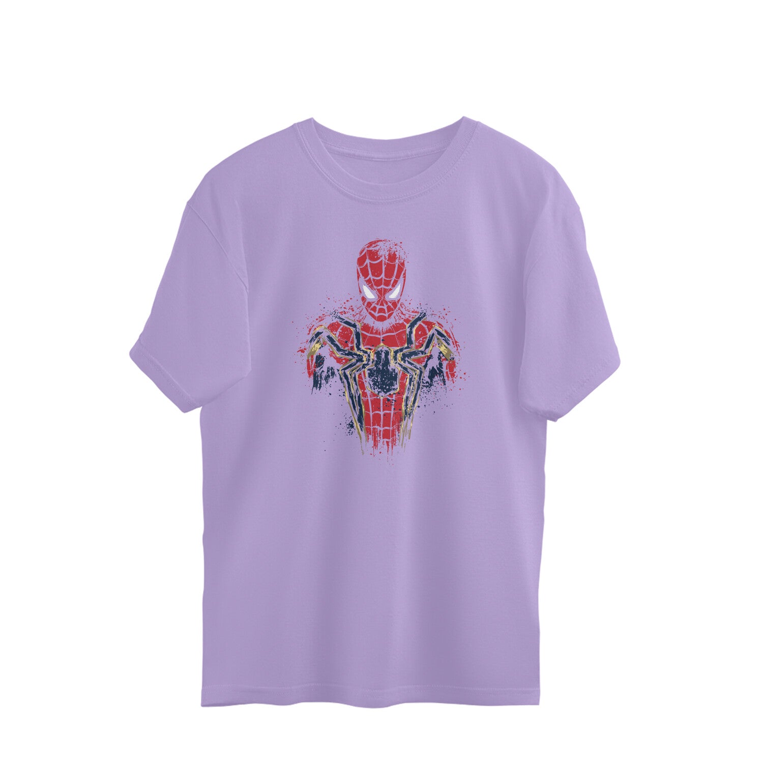 spider man splatter art oversized t shirt red gold