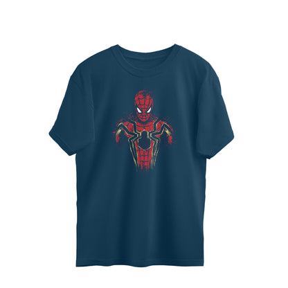 spider man splatter art oversized t shirt red gold