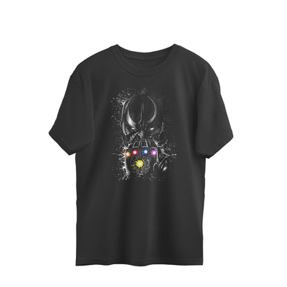 thanos gauntlet neon stones oversized graphic t shirt