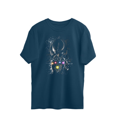 thanos gauntlet neon stones oversized graphic t shirt