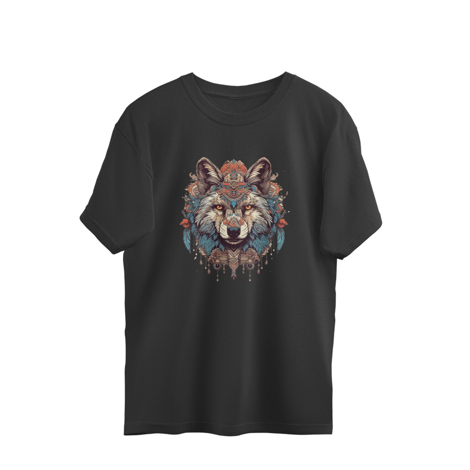 wolf totem mandala oversized graphic t shirt tribal art