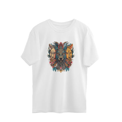 lion wolf trio totem mandala oversized graphic t shirt